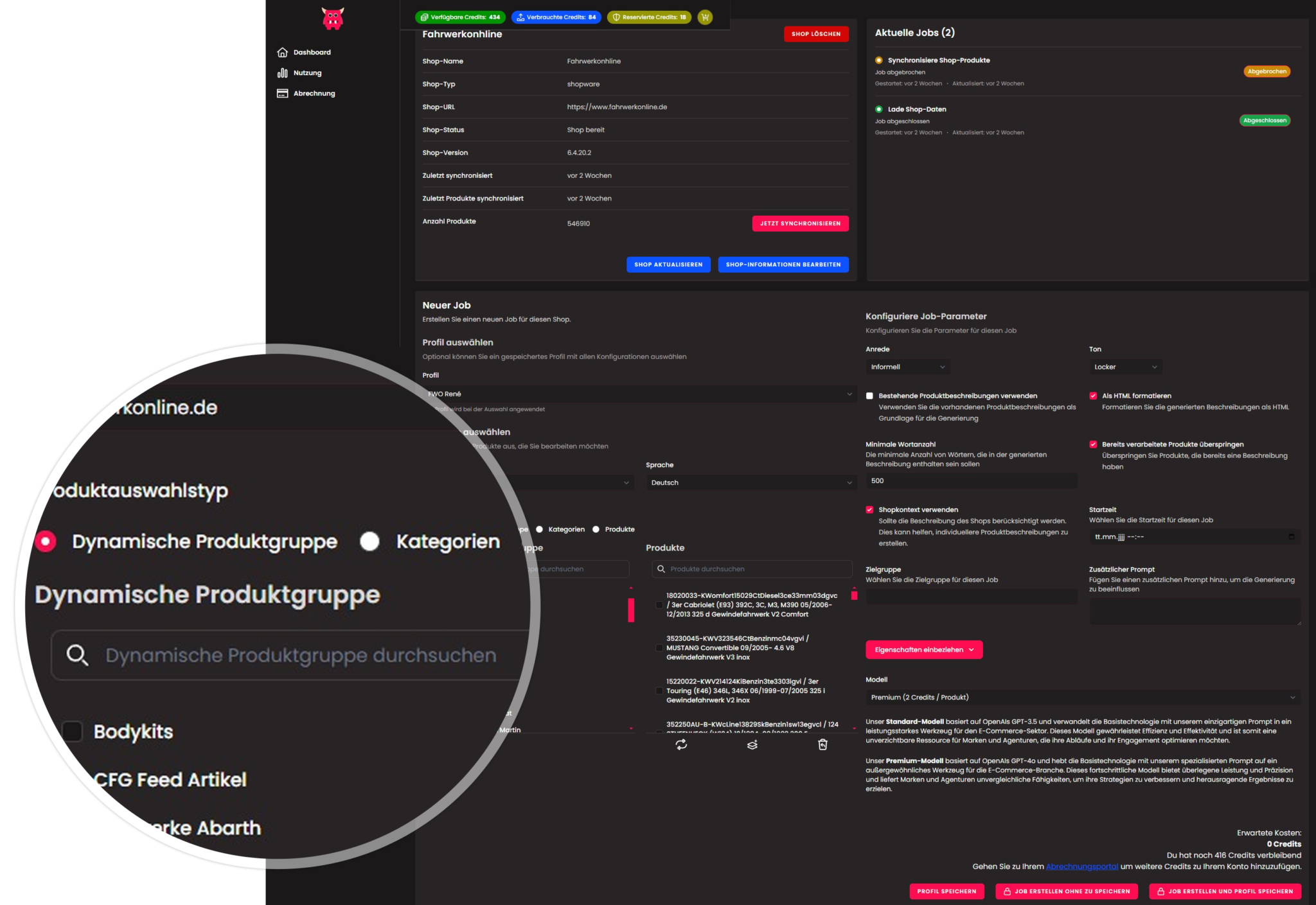 Erstelle Tausende Produkttexte im Bulk über Kategoriefilter oder Dynamische Produktgruppen